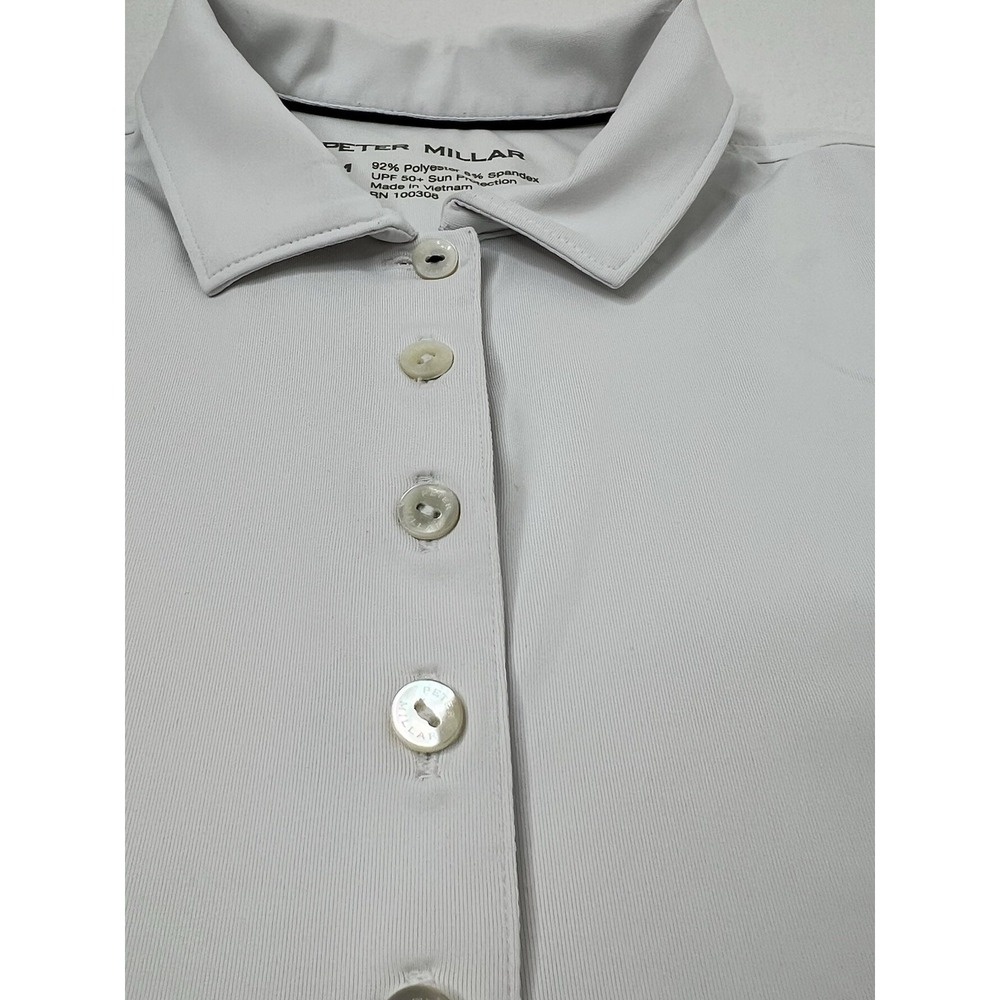 Peter Millar Golf Polo Shirt Womens Medium White Long Sleeves UPF 50 Sports - Picture 4 of 9